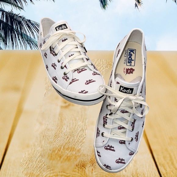 Women's Keds White St. Louis Cardinals Kickstart Repeat Logo Sneakers Size 10 - Picture 1 of 10